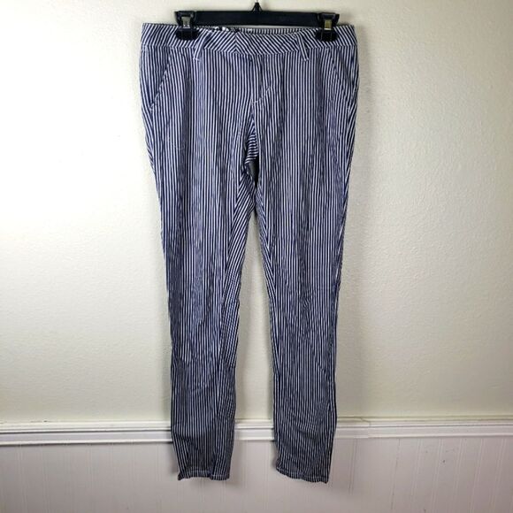 Volcom Women's Blue and White Vertical Stripe Junior Pants Size 03/Small - Picture 1 of 11